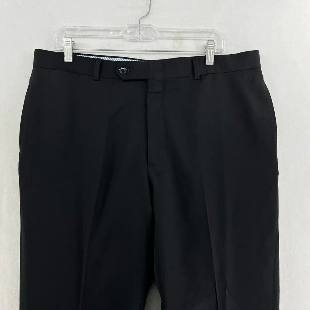 Tommy Hilfiger Men's Pants Sz 36x30 Black Classic Straight Leg Pure Wool Trouser - Picture 6 of 11